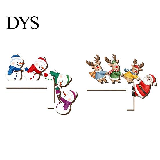 Reindeer Door Frame Ornament Wooden Christmas Corner Decor, Santa Claus Reindeer/Snowman Topper Decorative Hanger for Holiday Home Decoration,