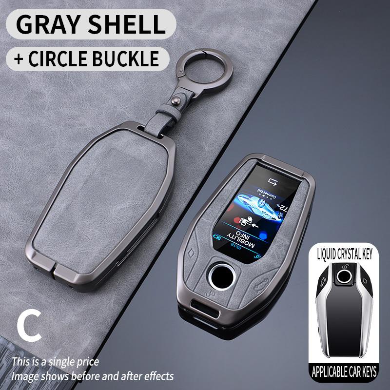 

Interior Mouldings leather Zinc Alloy Car LED Display Key Case Cover For BMW 5 7 Series X3 X4 X5 X7 G30 G31 G11 G12 G01 GT G32 i