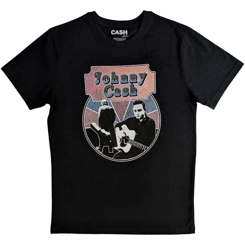 Johnny Cash Unisex T-Shirt: Walking Guitar  Front On (Medium) S