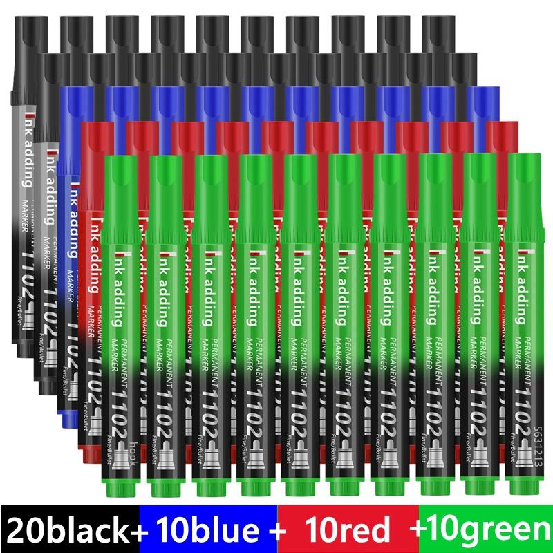 3-100 Pcs/Set Permanent Marker Pen Fine Point Waterproof Ink Thin Nib Crude Nib Black Blue Red Ink 2-3mm Fine Color Marker Pens