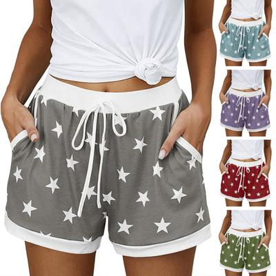 Pantalones cortos de pijama para mujer, con estampado de estrellas, de cintura alta, transpirables