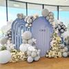 Retro Grey White Balloons Garland Metal Silver Balloon Arch Kit Wedding Anniversary Birthday Party Baby Shower Decoration Globos