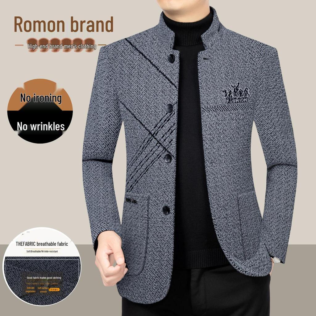 LOMON Men's Wool Jacket: Business Casual Autumn Outerwear for Middle-aged & Young, Plus Size, High-end Dad's Style.