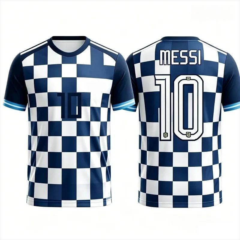 Argentina Messi No.10 Football Jersey, Quick Dry Short Sleeve Soccer For Men Sports Training And Fan Daily Casual Wear