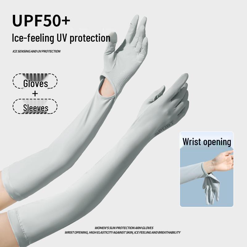 Women's Ice Silk Sun Protection Sleeves: Long, Breathable, Thin Style for Driving and Summer Wear.