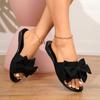 Fashion Fashion 2025 New Women's Slippers Summer Butterfly-knot Daily Daily Outdoor Plus Size Solid Soft Bottom Open Toe Flat Slippers