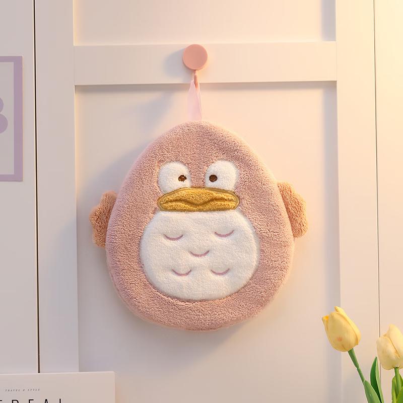 JINGRUIXIANG Милое Мультяшное Полотенце для Рук из Кораллового Флиса с Петлей (2-Pack) 2-Pack