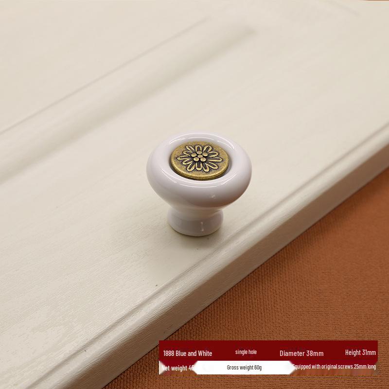 European Zinc Alloy Ceramic Handle: Modern Black & White Cabinet and Wardrobe Pull