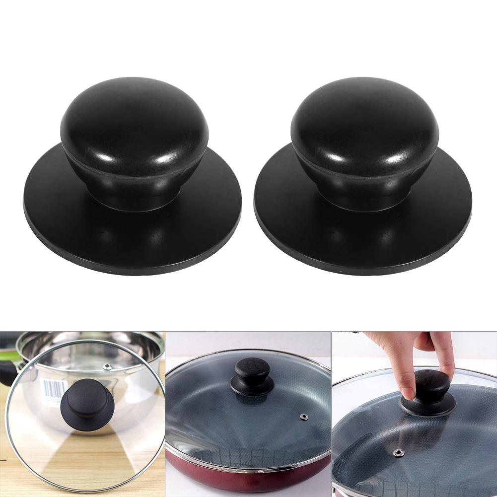 2Pcs Black Kitchen Cookware Saucepan Kettle Lid Replacement Knobs Cover Holding Handles New