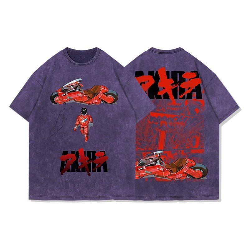 Akira Anime Men's Short-Sleeve T-Shirt Printed T-Shirt Street Style Retro Summer Casual Top Japanese Comic Style Y2K Clothing