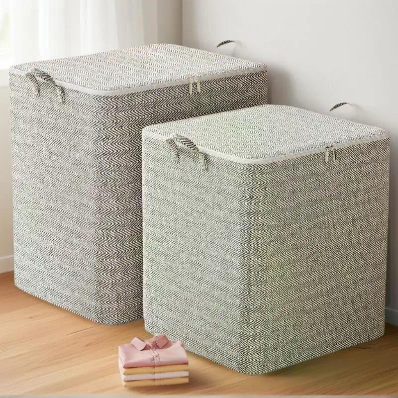 Boîte de Rangement pour Vêtements Grande Taille 220L avec Couvercle Grand Panier à Linge Sac Organisateur pour Bébé Pliable