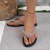 Fashion Women Plus Size Rhinestone Flip Flops Flat Bottom Beach Sandals Slippers Comfortable Summer Outdoor Casual Slides Women's Shoes