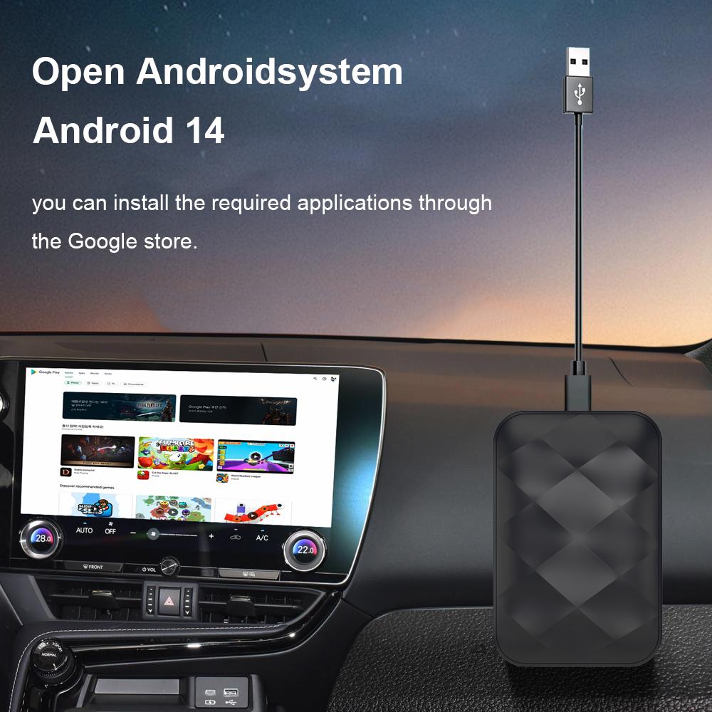 2025 New 3IN1 Android14 Wireless Carplay Android AutoAdapter Upgrade Plug&Play For Youtube Netflix Dongle Wireless Car AI TV BOX