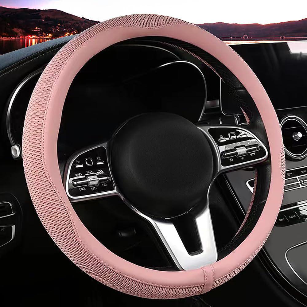 Ice Silk Steering Wheel Cover - Breathable, Sweat-Absorbent, Wear-Resistant for 15” Handles
