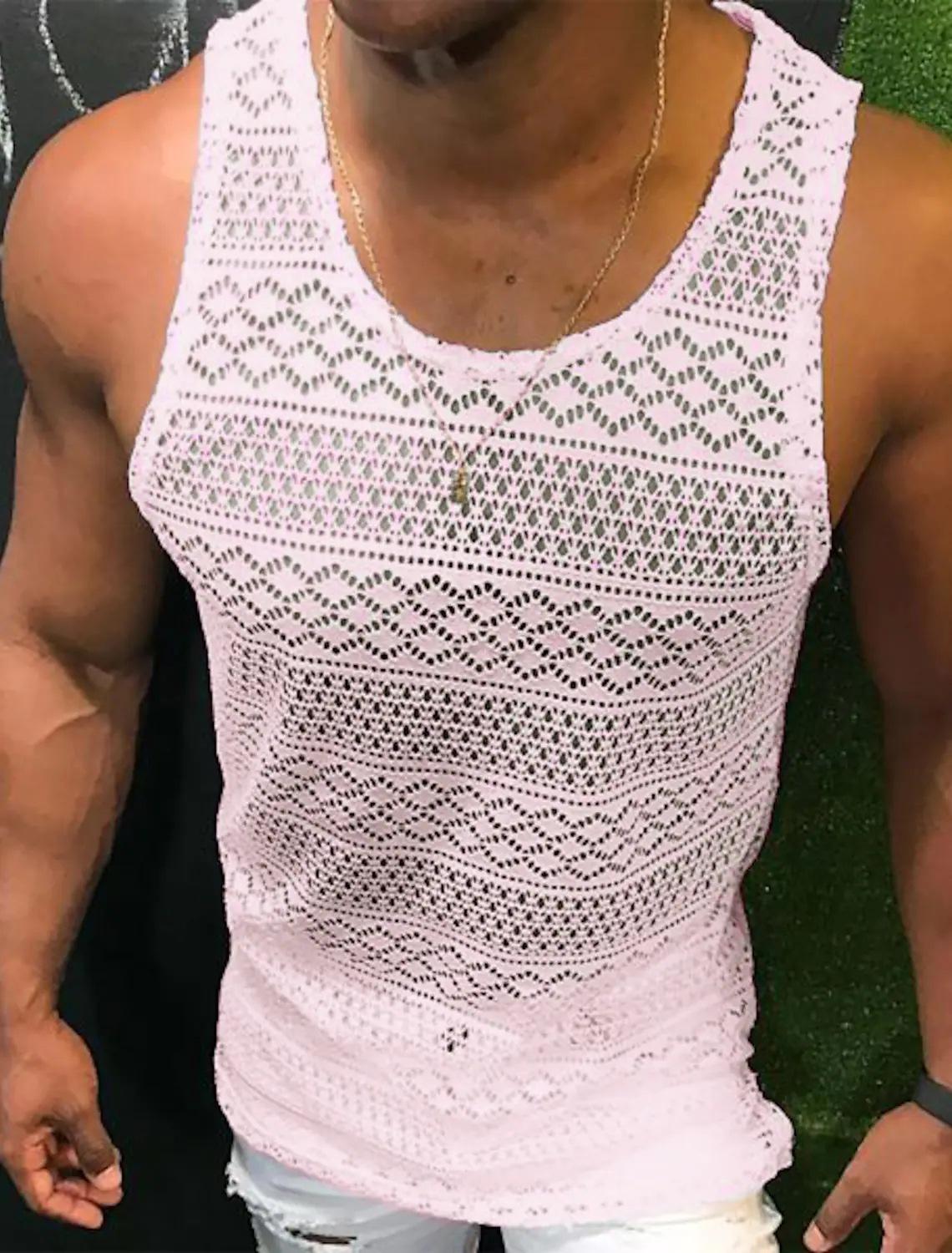 Новый летний мужской перфорированный дышащий жилет S розовый