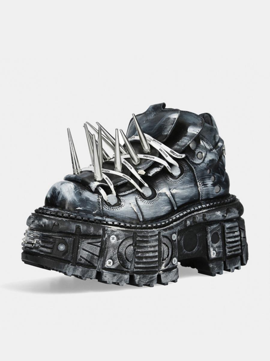 

Іспанський Темний Танк Платформа Панк Рок Підвищені Мафіни Металеві Шипи Чоловіче та Жіноче Смажене Вуличне Взуття Тата 45