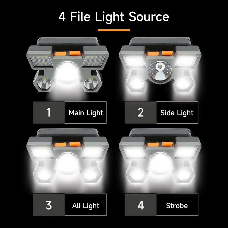 5 LED Flashlight Rechargeable with Built In 18650 Battery Strong Light Camping Adventure Fishing Head Light Headlamp