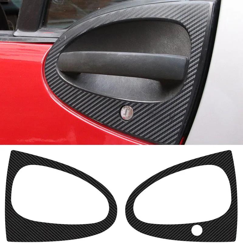 2pcs Car Stickers Car Door Handle Carbon Fiber Stickers Decal Auto Accessories For Smart 2009-2014 451 453 Fortwo W451 W453 C451