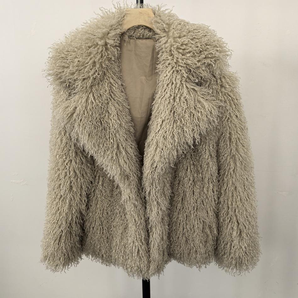 Winter Faux Fur Imitation Tan Sheepskin Short Coat