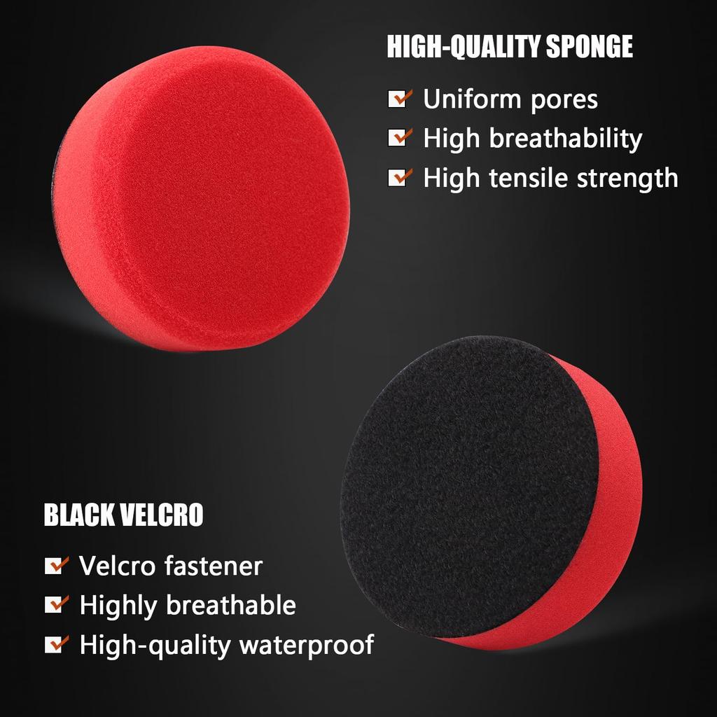 3 Inch Polishing Pad, SPTA 8Pcs Car Wax Applicator Pads With Handle And Towel, Hand Foam Pads & Microfiber Pad Kit, Detailing Buffing Pads For Car