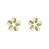 2025 Olive Green Hollow Flower Petal Earrings with Micro-set Zirconia