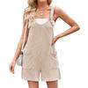 Damen Freizeit Ärmellos Taschen Gerade Locker Träger Kurzer Overall Jumpsuit