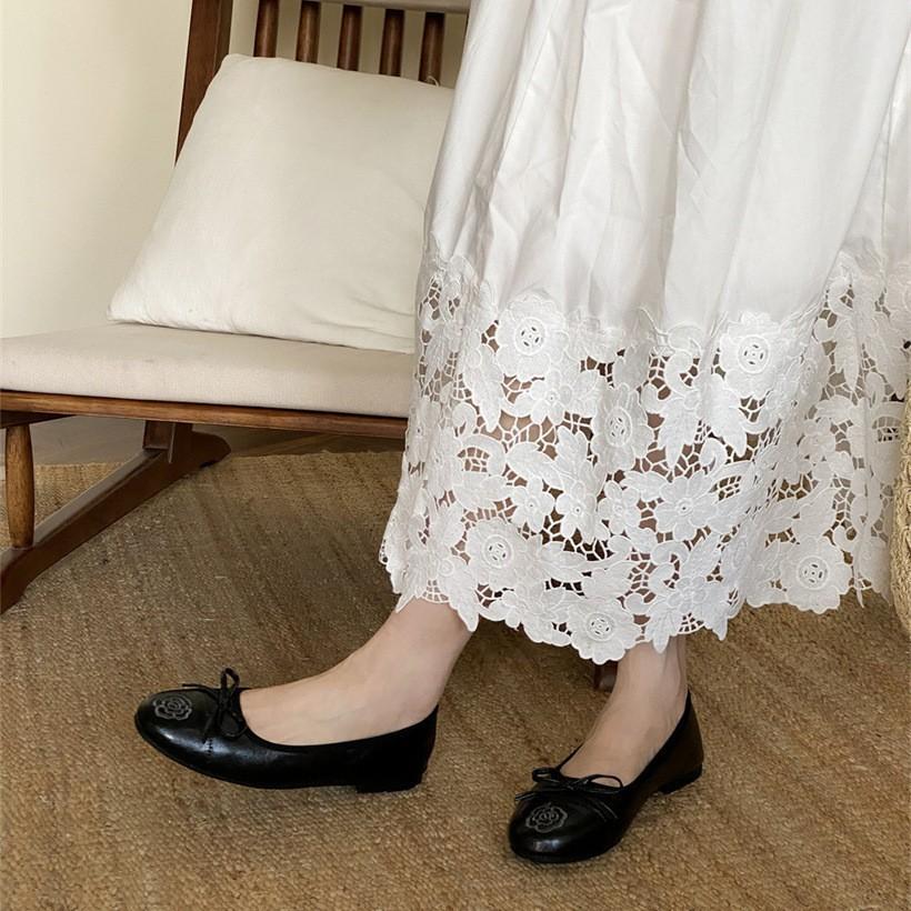 High version 25 new Xiaoxiangfeng flat-soled single shoes women's bow comfortable lazy shoes Fragrant grandma low-heeled ballet shoes