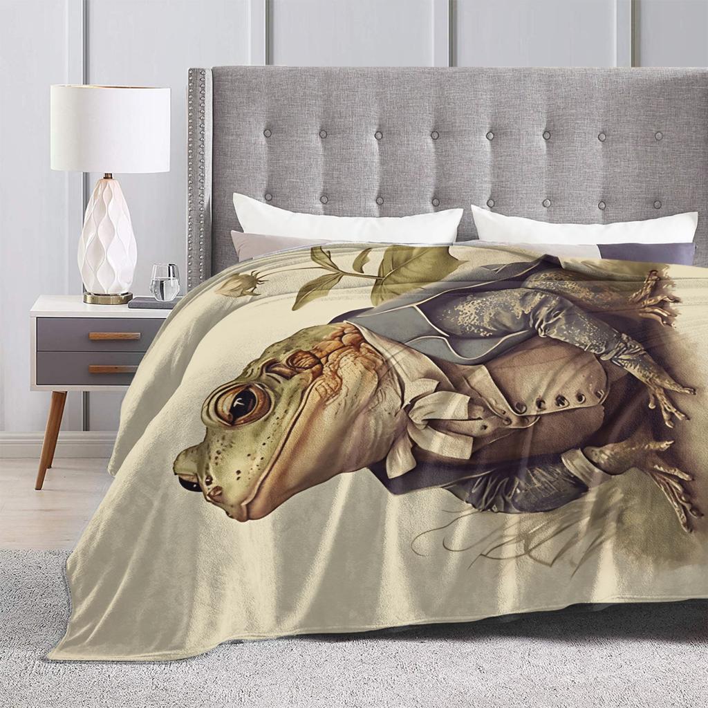 Gentleman Frog Flannel Blanket Winter Warm Throw Blanket for Kids Living Room Comfortable Bedspread Sofa Bed Cover