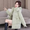 Korean version of cotton clothes women's medium and long 2025 winter new warm thickened hooded cotton-padded clothes loose and thin casual jacket