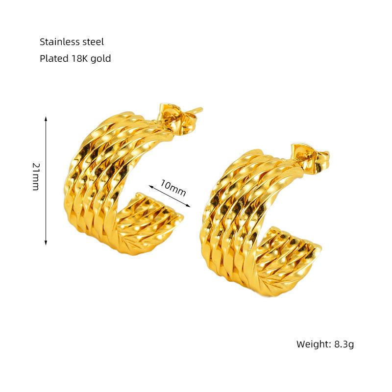 

Geometric Stainless Steel Earrings Fashion Light Luxury New Men s Straight Hair
