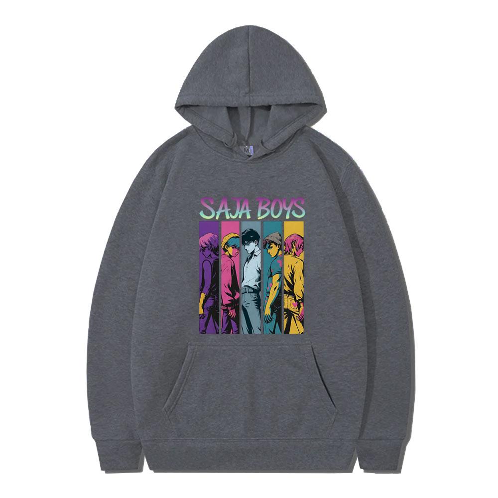Felpa con cappuccio grafica Kpop Demon Hunters Saja Boys da uomo da donna cartone animato divertente tendenza moda streetwear unisex oversize