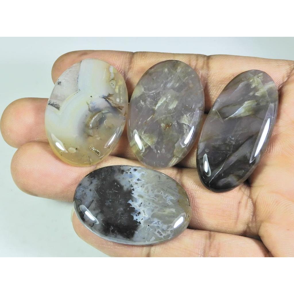 180Cts. Natural Turkish Stick Agate Oval Cabochon Loose Gesmtone 4 Pcs Lot A-206