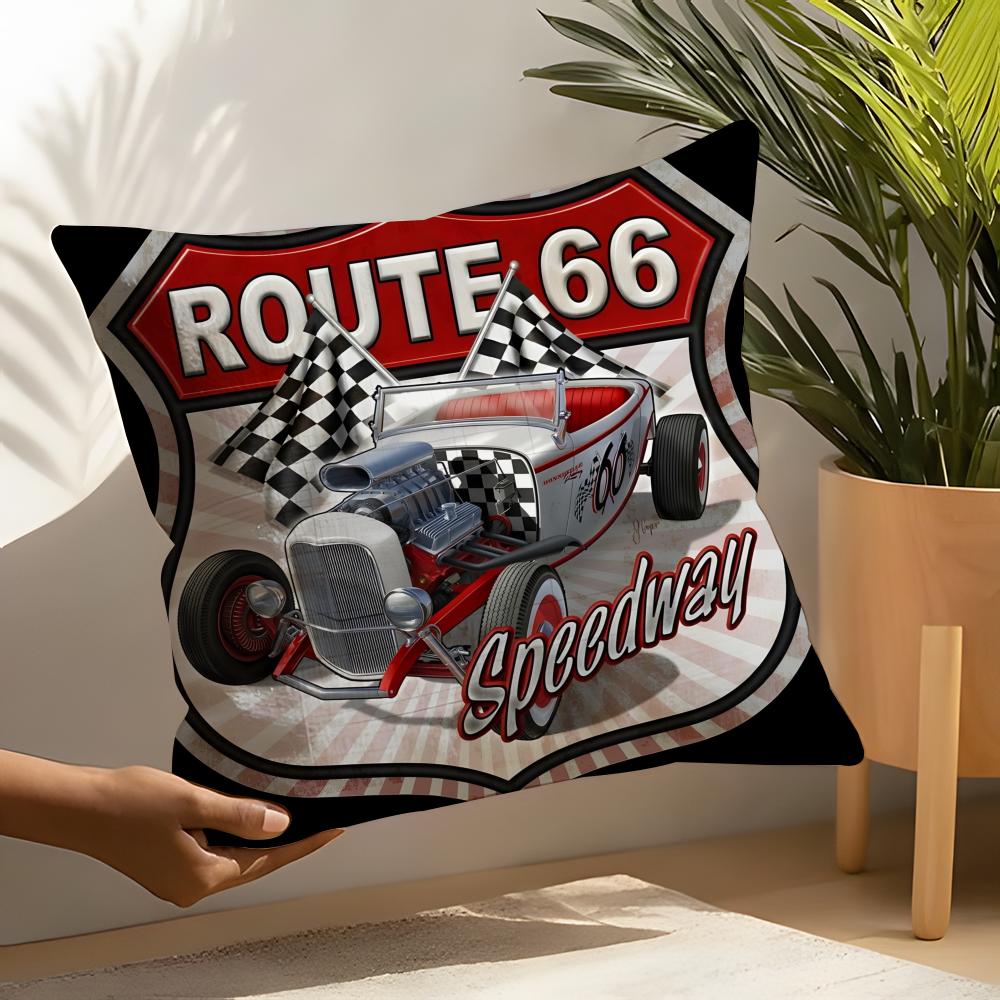 Travel Motorcycle Ride US Route Linen Cushion Covers For Decorative Sofa Home Pillows Case Car Chair Pillows Cases