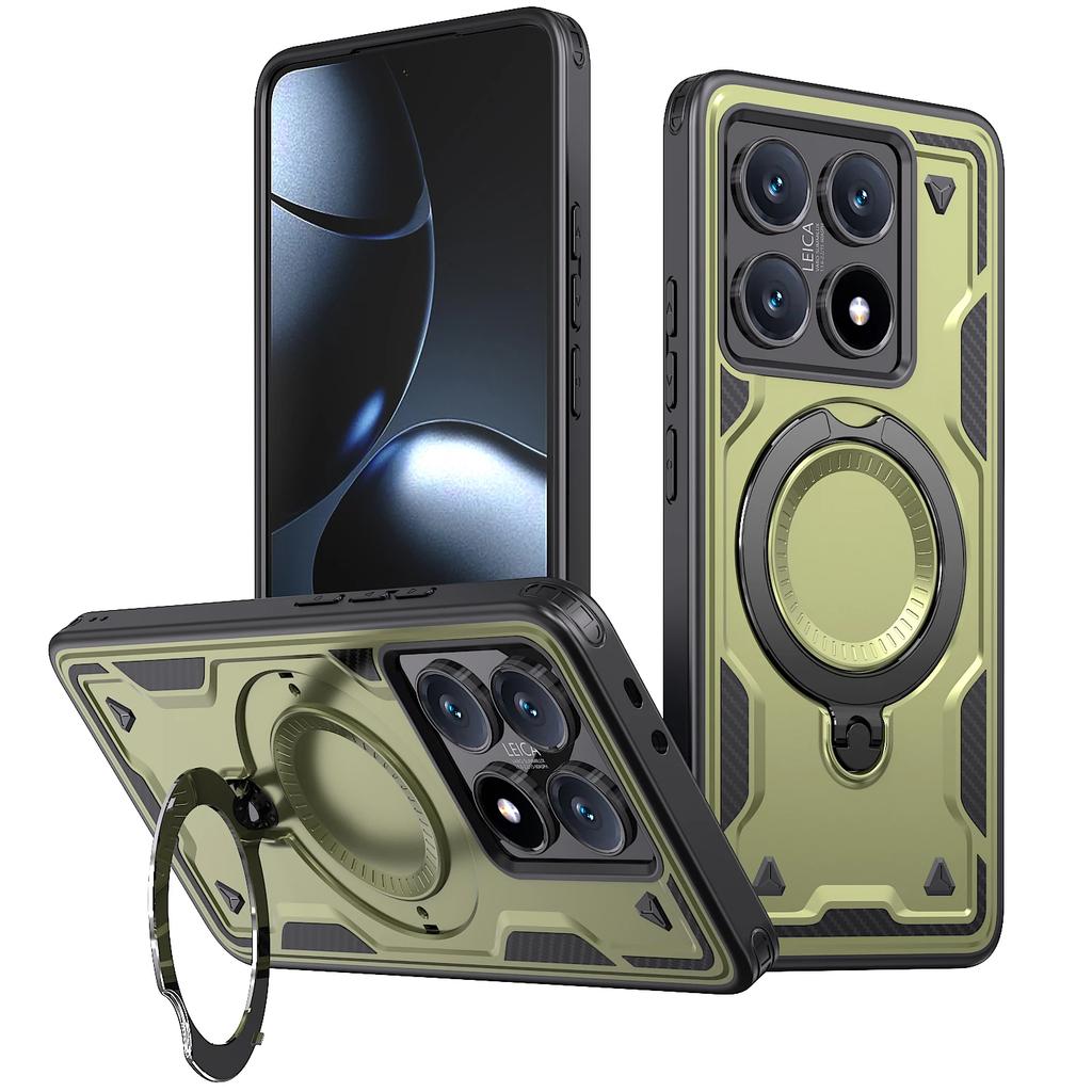 Armor Enhance Magnetic Ring Stand Case for Xiaomi 14T Pro POCO C75 C65 C55 X6/M6 Pro 4G 5G PC+TPU Magsafe Wireless Charge Cover