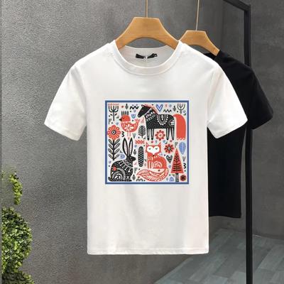 Koreanstyle Patterned Print Tshirt Zoo Print Summer Harajuku Style Men and Womens Shortsleeve Tshirt Comfortable Cotton