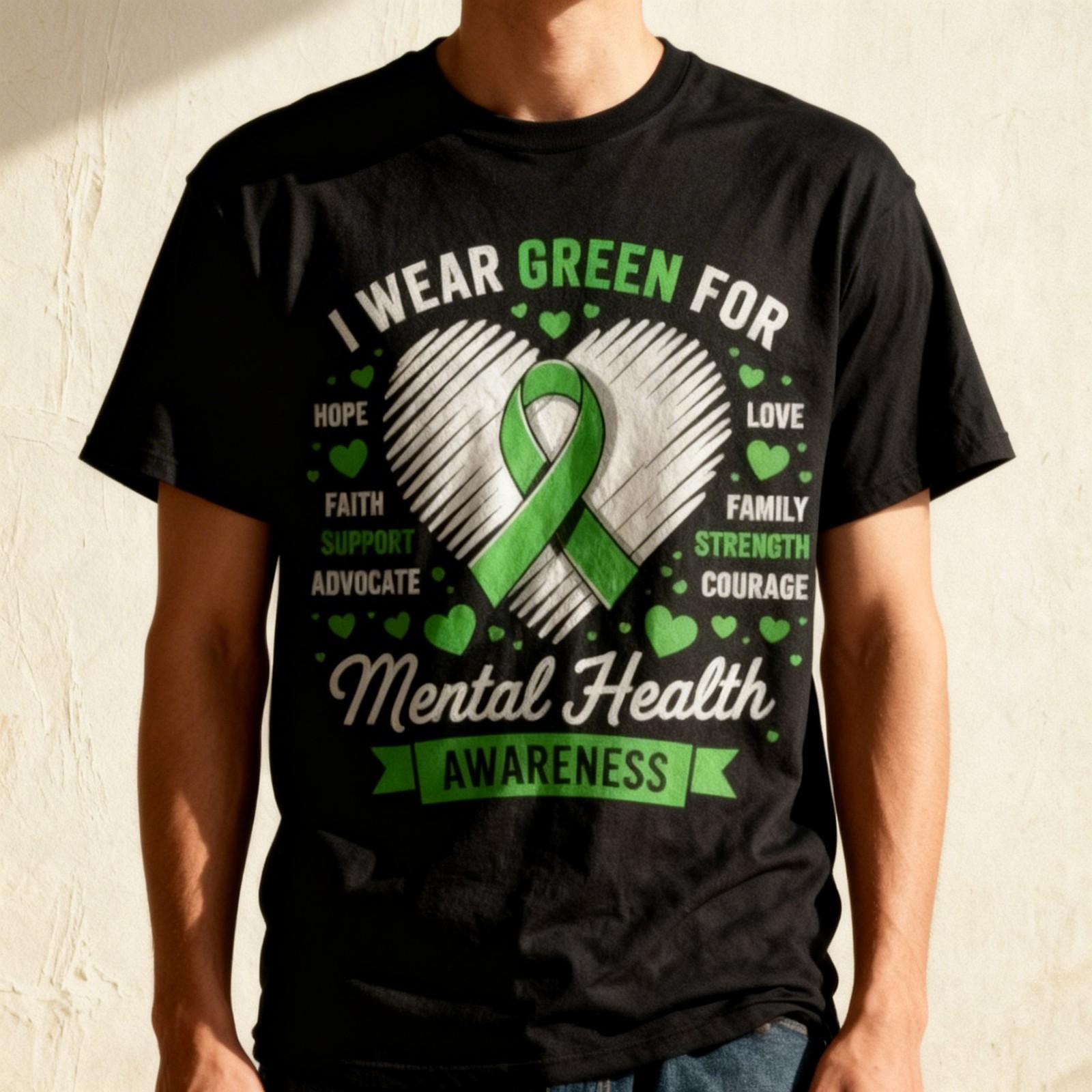 Green Ribbon Mental Health Awareness Month Support Unisex T-Shirt XXL