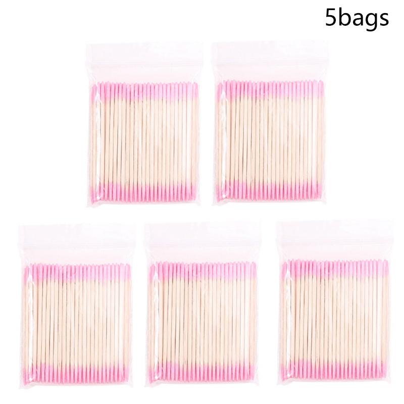 

1/2/5/10 пакетов розовые деревянные ватные палочки с длинным деревянным наконечником 7 см с деревянной ручкой и полуперманентной вышивкой ватные палочки 5Pcs