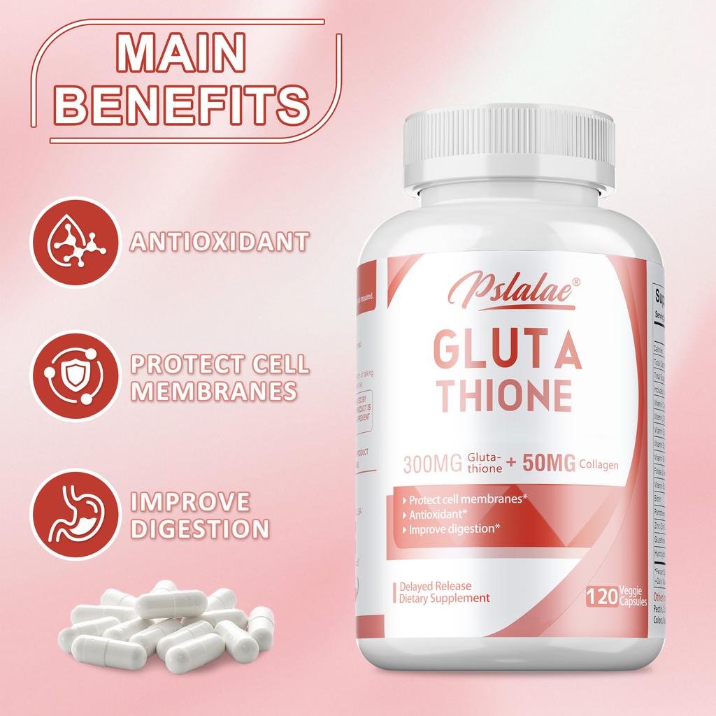 Glutathione Blend, Containing Vitamin C Extract, Helps Restore Skin Health, Aids In Whitening, Suitable for Adults, Vegan.