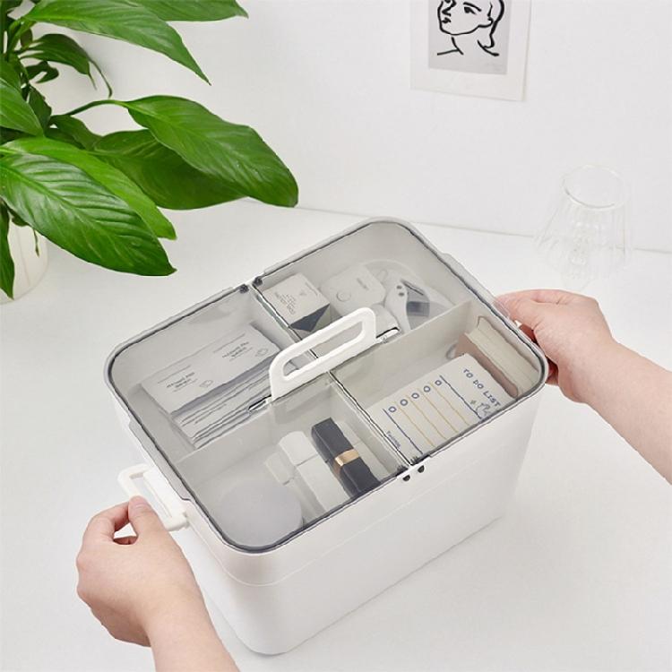 Plastic Storage Box 2 Tier Compartment Multifunctional Makeup Cosmetic Tolietry