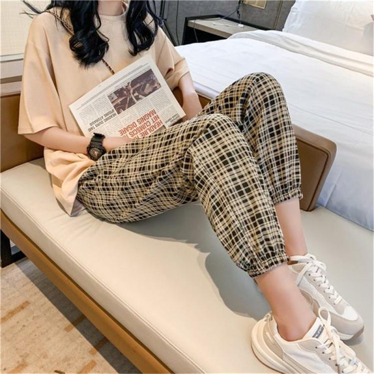 New Women's Pants Leggings New Spring and Autumn Plaid Small Loose Casual Sweatpants