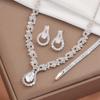 3/4PC Women's Fashion Claw Chain Charm Earrings Necklace Bracelet Zircon Set Wedding Banquet Party Holiday Gift