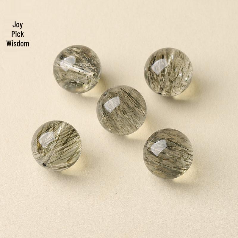 Natural Green Tourmaline Rutilated Quartz Ice Crystal Bead, DIY Multi-Gem Bracelet/Necklace.