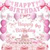 Pink Bow Birthday Party Decorations, Bow Theme Happy Birthday Banner, Bow Birthday Decorations, Bow Tablecloth, Balloons, Girls Birthday Party