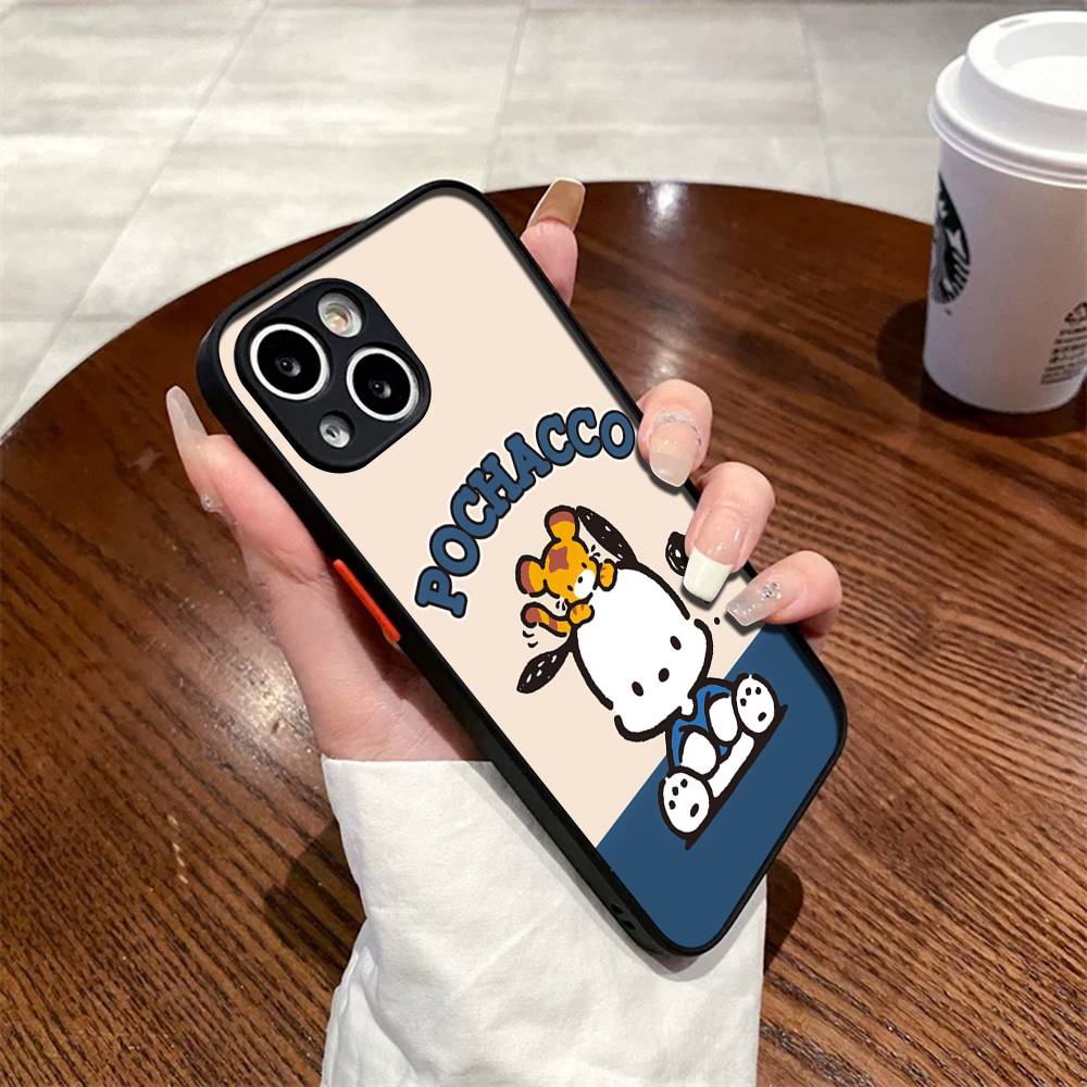 Cute Cartoon P-pochacco For iPhone 16 15 14 11 12 13 Mini Pro Max X XR XS Phone Case shockproof frosted