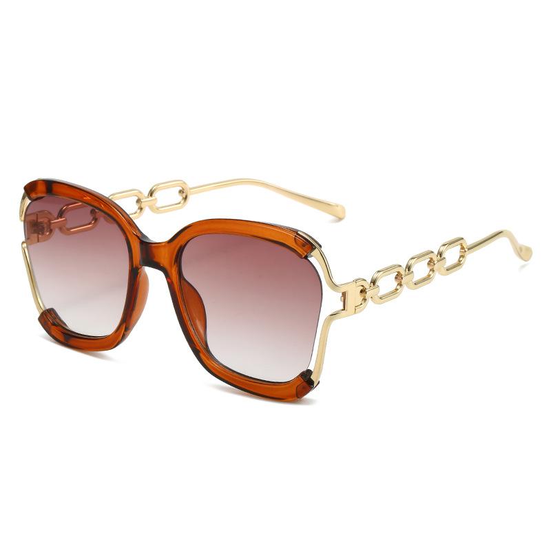 Luxury Square Sunglasses Women UV400 Retro Brand Chain Metal Frame Shades Summer Sun Glasses for Female