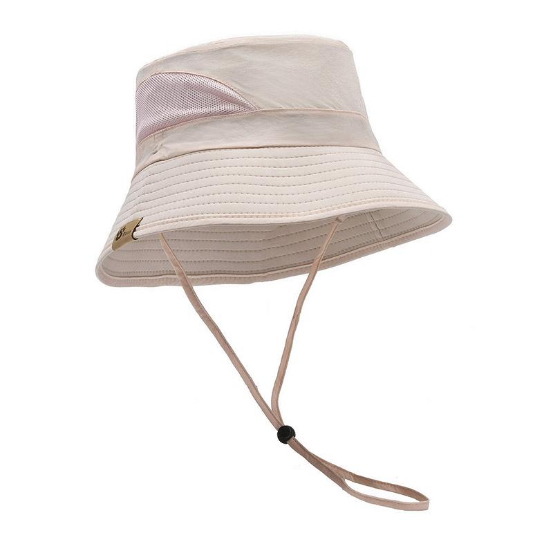 Outdoor sunscreen drawstring bucket hat women's summer quick-drying breathable mountaineering hat men's casual windproof big-brimmed sun hat