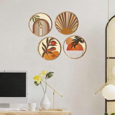 4Pcs Wall Art Decor Hanging Minimalist Wood Sculpture Gift Boho Decoration for Farmhouse