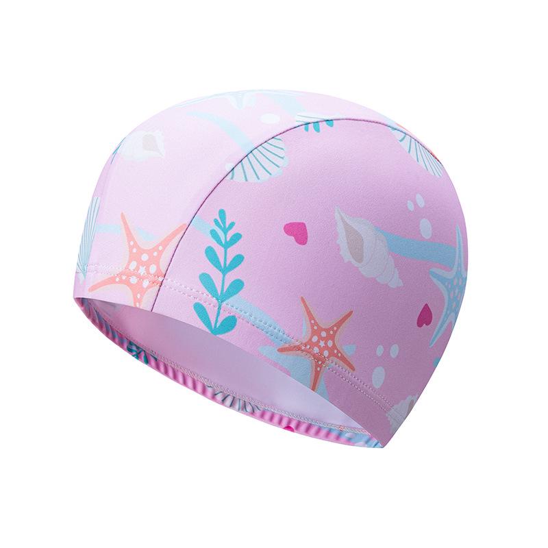 Children's Cartoon Print Swim Cap - Comfortable Elastic Hat for Girls and Primary Students