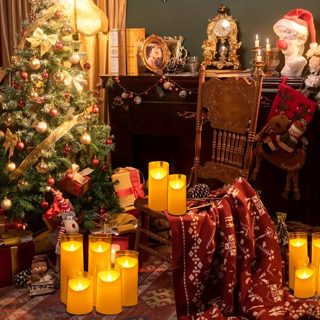 3Pcs/set LED Candle Light Electronic Battery Flickering Fake Tealight with Remote Control Timer for Christmas Wedding LED Lights