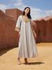 NC75 Women's Vintage Loose Plus Size Abaya: Middle Eastern Patchwork Sequin Robe with Round Neck